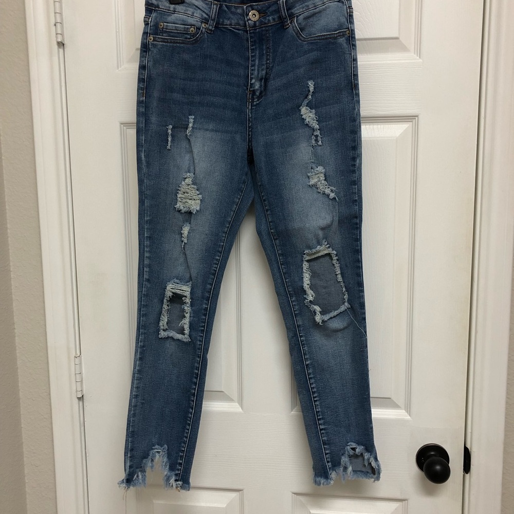 Blue Ankle Cropped Jeans